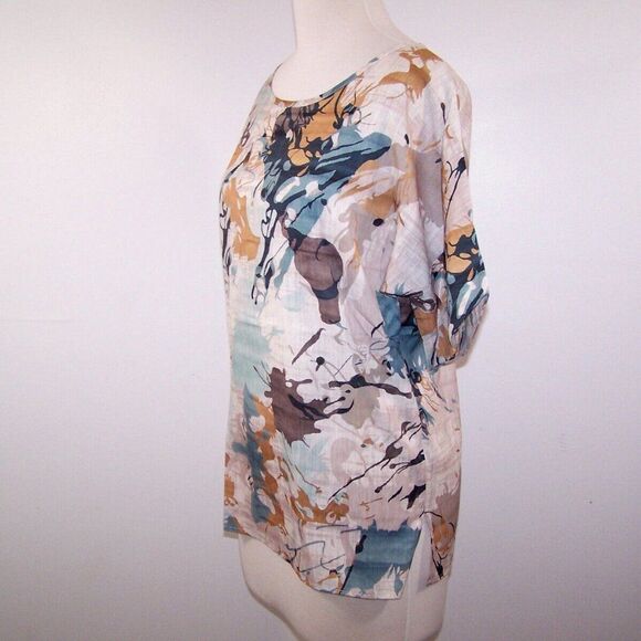 Misslook Shirt Top Generous Size Small Stretch Short Sleeve Watercolor Blouse - Picture 4 of 9